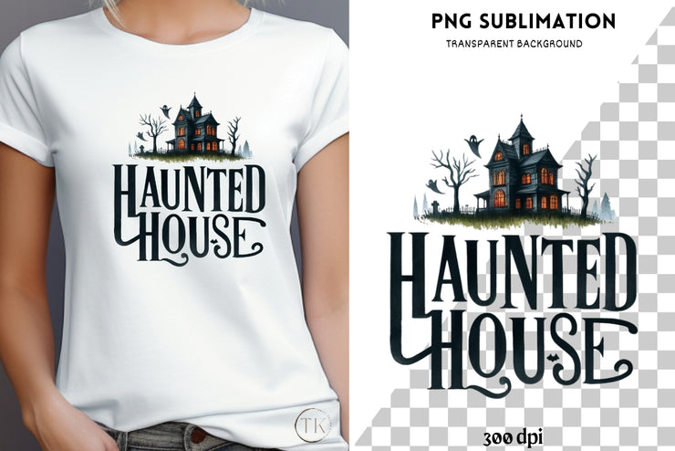 Haunted House Transparent Halloween PNG File, Haunted Mansion, Horror Design, Tshirt Sublimation, DTF PNG Designs for Halloween