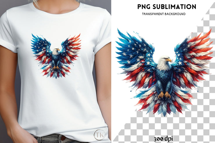 American Eagle Patriotic Sublimation Designs, Independence Day Digital Prints