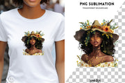 Melanin Autumn Witch PNG Design, Digital Prints for Crafting, Card Making, Sublimation African American Art, Black Woman Graphic Transparent