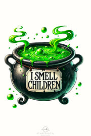 I Smell Children PNG, Spooky Halloween Cauldron Design for T-Shirt Sublimation, Funny Halloween Vibes Digital Download, Fall DTF Transfer