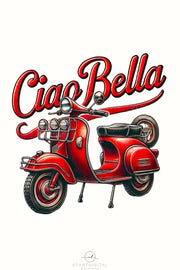 Italian Digital Print PNG | Red Scooter & Ciao Bella Art for T-Shirt Designs, Card Making & Digital Downloads