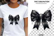 Dark Gothic Bow Sublimation Print, Watercolor Halloween