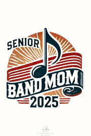 Senior Band Mom 2025 PNG, Retro Marching Band Mom Design, Music Note Sublimation, Digital Download, Transparent Digital Design