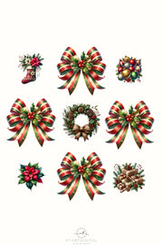 Christmas Coquette Bow PNG | Red and Green Bow for Preppy Holiday Designs, Sublimation, & Merry Christmas Art