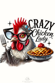 Crazy Chicken Lady PNG, Sublimation Digital File, Digital Chicken Lover Design, Funny PNG Crafting, Funny Chicken Lady, Digital Download