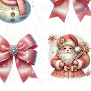 Preppy Christmas Design PNG | Pink Coquette Bow for Custom Christmas Shirts, Sublimation, & Transparent Holiday Art