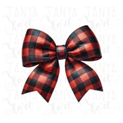 Christmas Buffalo Plaid Bow PNG, Sublimation Design, Festive Checkered Bow, Digital Shirt Design, Holiday Coquette Bow,Transparent Christmas