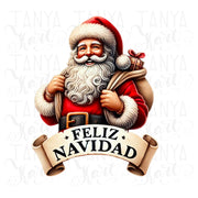 Feliz Navidad Santa Shirt PNG, Santa Sublimation for Merry Christmas Design, Latina Christmas, Retro Christmas Digital Art, Cute Santa Head