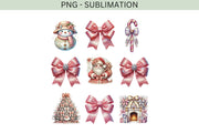 Preppy Christmas Design PNG | Pink Coquette Bow for Custom Christmas Shirts, Sublimation, & Transparent Holiday Art