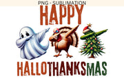 Dabbing Happy Hallothanksmas, Sublimation Design, Transparent PNG for Crafting, Christmas, Thanksgiving, Thankful, Festive Art