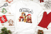 Christmas Scene Bear with Gifts Sublimation PNG Designs