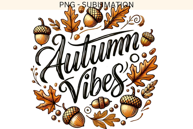 Autumn Vibes PNG Digital Prints, Card Making & T-shirt Designs, Retro Fall Leaves Sublimation PNG, Digital Crafting, Autumn PNG Design