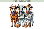 Bullsheet PNG, Funny Halloween Cow Design for T-Shirts, Highland Cow with Pumpkin Sublimation, Trendy Western Spooky Season Shirt