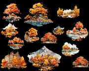 Watercolor Autumn Fall Landscape Png Clipart