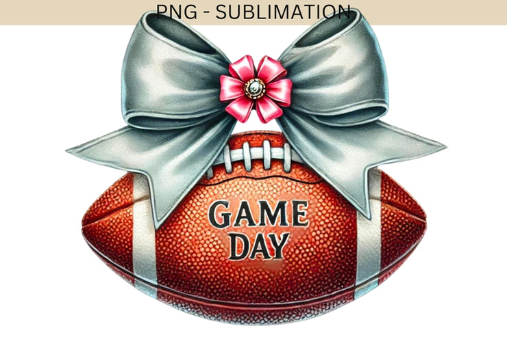 Game Day, Football PNG, Season Design, Coquette Football Bow, Football Shirt, Girly Game Day