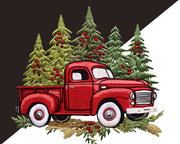 Red Christmas Trucks Clipart | Imitation Embroidery