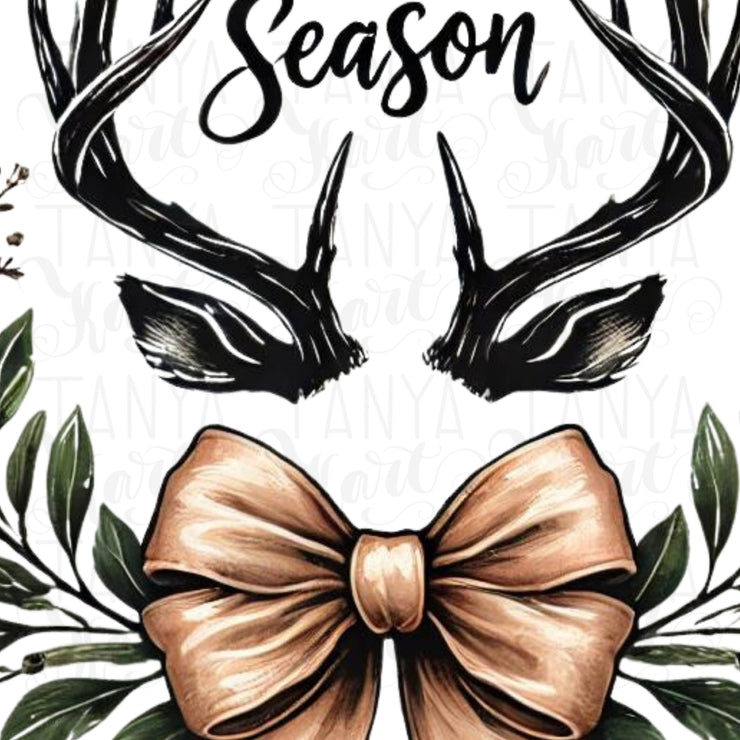 Hello Hunting Season Goodbye Husband PNG, Funny Hunting Wife Sublimation Design, Coquette Bow & Deer Antlers Digital Download