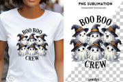 Boo Boo Crew PNG for Creative Card Making, Instant Download, Cute Ghost Retro Halloween for DIY Gift Decoration, Sublimation Funny Design