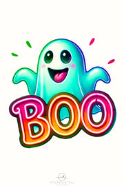 Neon Ghost PNG for Halloween Crafting & Sublimation, Boo-tiful Ghost, Digital Prints for Cards, T-Shirt Designs, DIY Projects