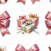 Coquette Christmas Bow PNG | Pink Bow and Merry Christmas Design for Preppy Holiday Shirts & Digital Downloads