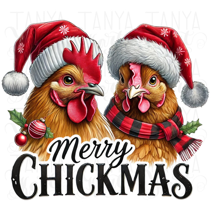 Merry Chickmas PNG, Cute Chicken Christmas Sublimation for Farm Animal Shirts & Funny Xmas Designs