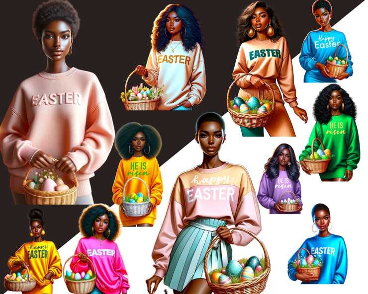 Black Girl Easter Clip Art | Spring Sublimation PNG