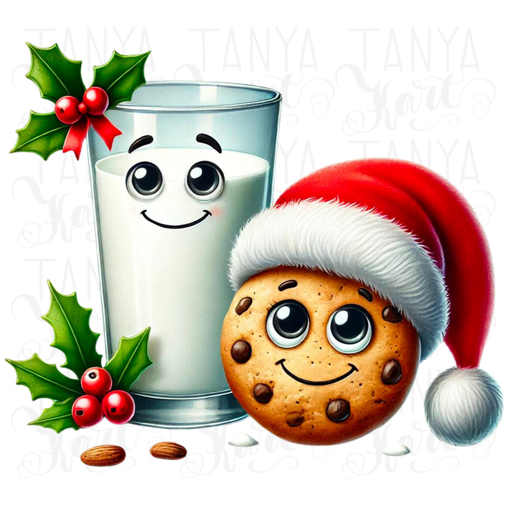 Kawaii Milk and Cookie PNG, Best Friend Christmas Sublimation Design, Cute Food Holiday Sublimation for Shirts, Digital Download