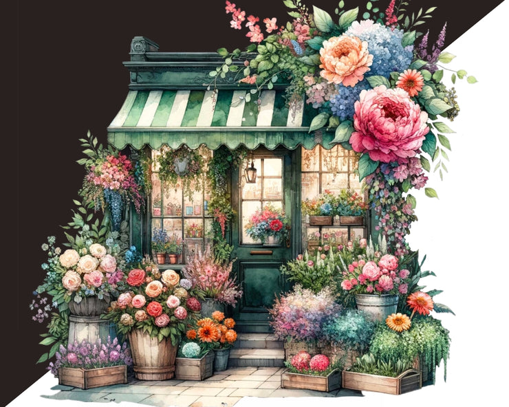 Floral Shop, Watercolor Flowers for Junk Journal