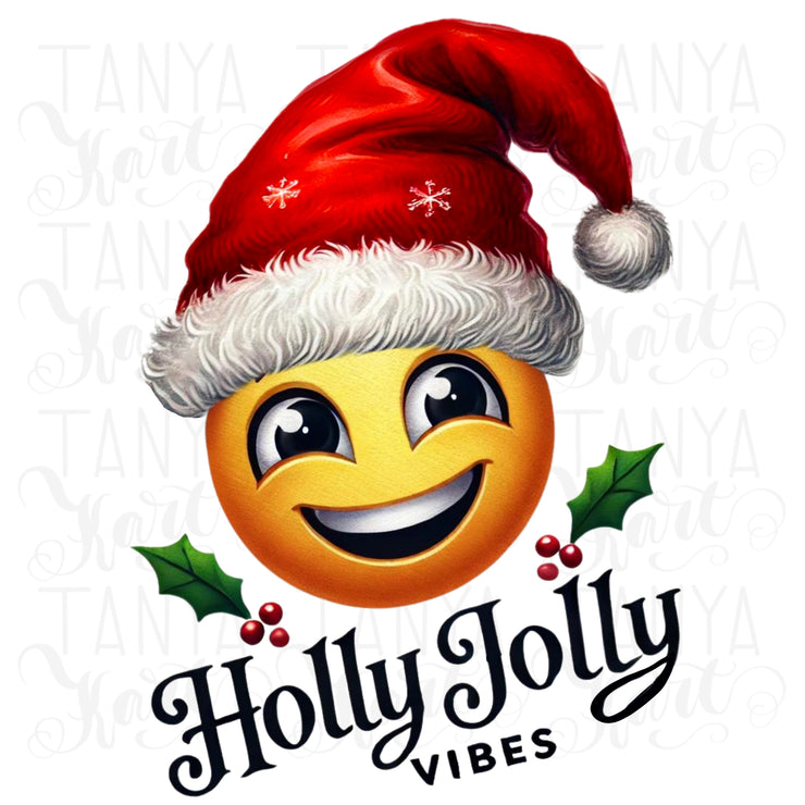 Holly Jolly Vibes Christmas PNG for Crafters, Retro Designs & Jolly Sayings, Holiday Quote, Transparent Designs, Digital Prints, Sublimation