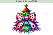 Coquette Christmas Tree PNG | Aesthetic Colorful Christmas Design for Cute Holiday Sublimation & T-Shirts