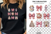 Preppy Christmas Design PNG | Pink Coquette Bow for Custom Christmas Shirts, Sublimation, & Transparent Holiday Art