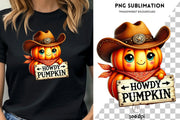 Howdy Pumpkin PNG, Cozy Fall Sublimation Download, Vintage Western Pumpkin Shirt Print, High-Resolution Fall Design, Country Western