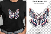 Boho Lunar Moth Shirt Sublimation Design PNG