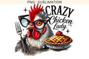 Crazy Chicken Lady PNG, Sublimation Digital File, Digital Chicken Lover Design, Funny PNG Crafting, Funny Chicken Lady, Digital Download