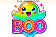 Neon Boo Ghost PNG, Digital Download for Crafts, Trendy Halloween Design, Ghost PNG - Halloween Sublimation Design