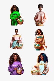 Black Girl Easter Clip Art | Spring Sublimation PNG