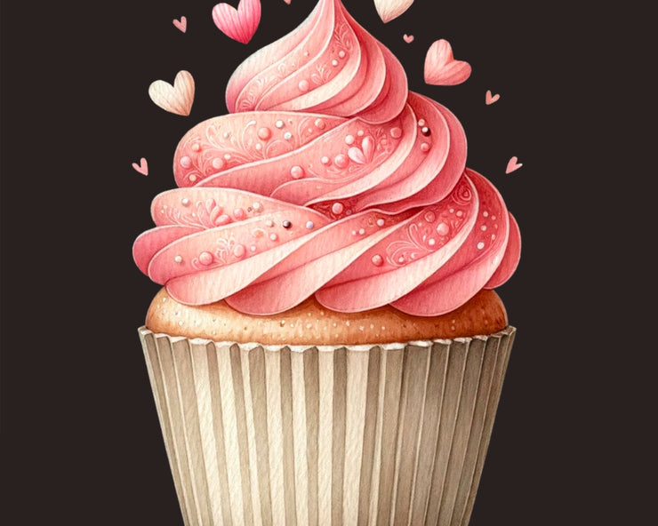 Watercolor Valentine's Day Cupcakes Clipart, Dessert Love Clipart