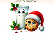 Kawaii Milk and Cookie PNG, Best Friend Christmas Sublimation Design, Cute Food Holiday Sublimation for Shirts, Digital Download