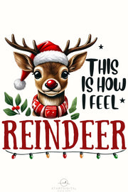 This is How I Feel Reindeer PNG, Christmas Deer Sublimation for Retro Holiday T-Shirts & Cute Reindeer Designs, Funny Reindeer Christmas PNG