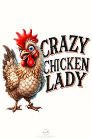 Crazy Chicken Lady, Funny Sublimation PNG, Crazy Chicken Shirt Art, Printable Digital, Quirky Chicken Lady, Farm Animal PNG