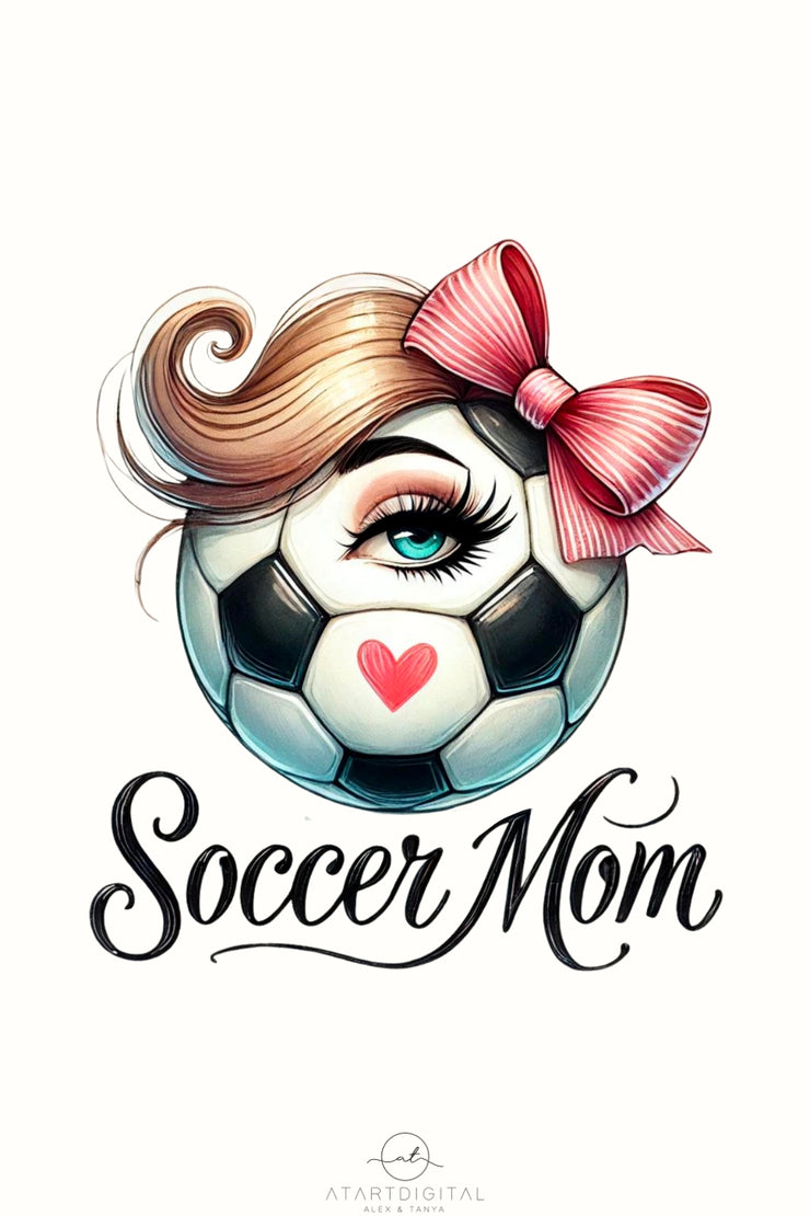 Soccer Mom for Shirt, Coquette Game Day Style, Soccer Designs & Retro Sublimation Shirt for Sport Mom, Digital Download PNG, Soccer Mom Life