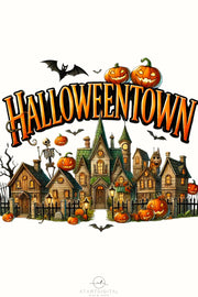 Halloweentown Sublimation PNG, Halloween Horror, Jack o' Lantern, Retro Design, DIY Halloween Crafting, Transparent Downloads, Card Making