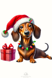 Christmas Dachshund PNG, Cute Christmas Dog Sublimation Design for Digital Prints, Tumbler & T-Shirt Designs, Pet Holiday Card Making