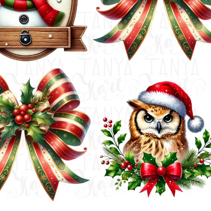 Coquette Christmas Bow PNG | Custom Red and Green Holiday Clipart for Merry Christmas Shirts & Digital Designs