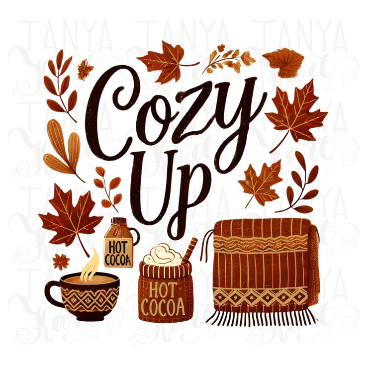 Cozy Up in Retro Fall Vibes, Sublimation PNG for Shirt Designs, Autumn Leaves Digital Print, DIY Card Making, PNG Digital Downloads