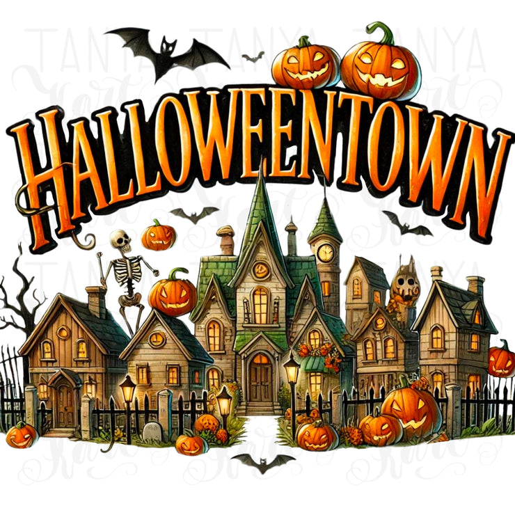 Halloweentown Sublimation PNG, Halloween Horror, Jack o' Lantern, Retro Design, DIY Halloween Crafting, Transparent Downloads, Card Making