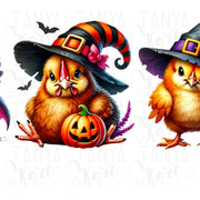 Halloween Chickens PNG for Shirt, Cute & Funny Chicken Sublimation Graphics, Farm Coquette Witch Design, Witchy Chickens, Digital Download