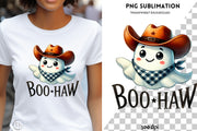 Boo Haw, Country Halloween Cowboy Ghost Shirt, Digital Download PNG, Cute Ghost Western, Sublimation File, Retro Halloween