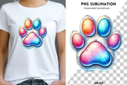 Colorful Dog Paw Print PNG | Animal Lover Sublimation for Dog Lovers, Digital Downloads & Gift Ideas