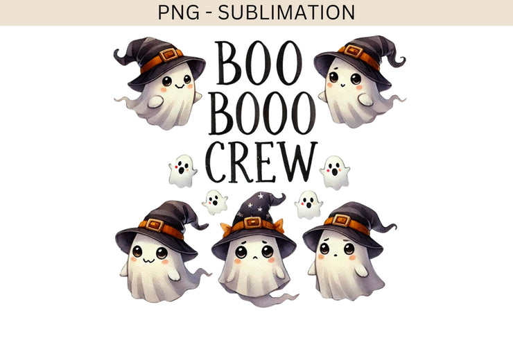 Boo Boo Crew Halloween PNG,  Retro Ghosts Collection, Funny Halloween Sublimation PNG, Card Making, Halloween Transparent Designs